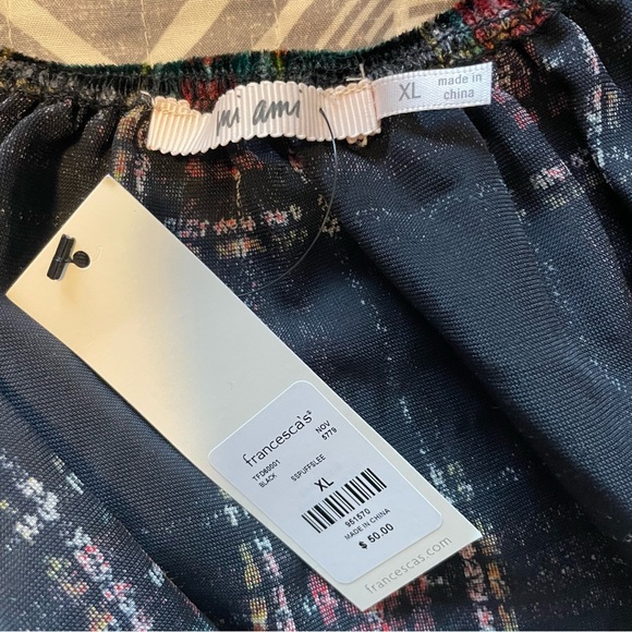 Francesca's Collections Black Red Green Plaid Tie-Back Peplum Blouse - Picture 4 of 5